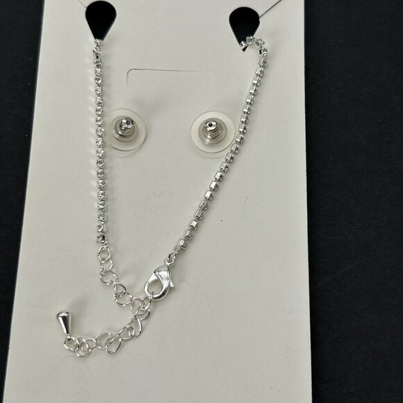 Charlestone Jewelry Set Necklace Earrings Austrian Crystal Faux Pearl Wedding - Picture 5 of 6